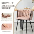 Miniatyrbild 3 av 6: Sammetsmatsalsstolar med guldmetallben, handvävd design och mjuka kuddar, rosa (set med 2)