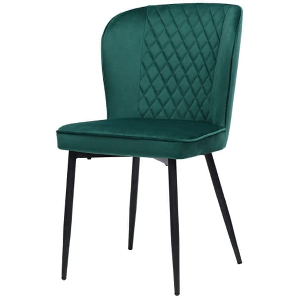 Matsalsstol (2 delar), mörkgrön, designstol med stoppad rygg, sits i sammet och struktur i metall.
