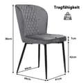 Miniatyrbild 3 av 6: Matsalstol (4 stycken), mörkgrå, Designstol med stoppad rygg, sits i sammet, struktur i metall