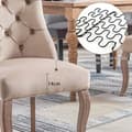 Miniatyrbild 4 av 6: Chaise4pieds, Beige sammetsstol, matstol, hög rygg, med knappdetaljer, massiv trästruktur, Beige Set4St