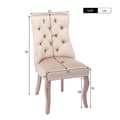 Miniatyrbild 5 av 6: Chaise4pieds, Beige sammetsstol, matstol, hög rygg, med knappdetaljer, massiv trästruktur, Beige Set4St