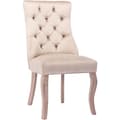 Miniatyrbild 6 av 6: Chaise4pieds, Beige sammetsstol, matstol, hög rygg, med knappdetaljer, massiv trästruktur, Beige Set4St