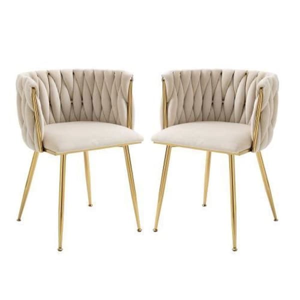 Matstolar Sidostol Sammets Sidostol med järnmetallben 2PC-SET, Vit