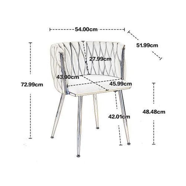 Matstolar Sidostol Sammets Sidostol med järnmetallben 2PC-SET, Vit