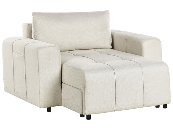 Chaiselong Beige Polyester Daybed med Ryglæn Gæsteseng Multifunktionel Chaise med Opbevaring Sofa Moderne til Stuen