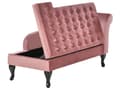 Miniatyrbillede 5 af 11: Chaiselong Lyserød Velour Sorte Træben 2 Personers Blød Polstret Hjørnesofa Daybed med Opbevaring Stue Retro Rygpuder Tilbehør Inspiration