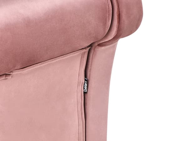 Chaiselong Lyserød Velour Sorte Træben 2 Personers Blød Polstret Hjørnesofa Daybed med Opbevaring Stue Retro Rygpuder Tilbehør Inspiration