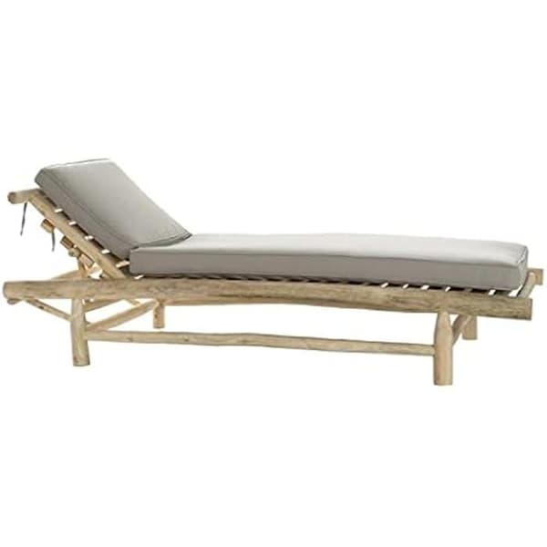 Schäslong - DKD Heminredning - Flerfärgad - Polyester och teak - 89x211x35 cm - Utomhus