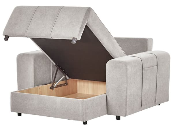 Chaiselong Lysegrå Polyester Daybed med Ryglæn Gæsteseng Multifunktionel Chaise med Opbevaring Sofa Moderne til Stuen
