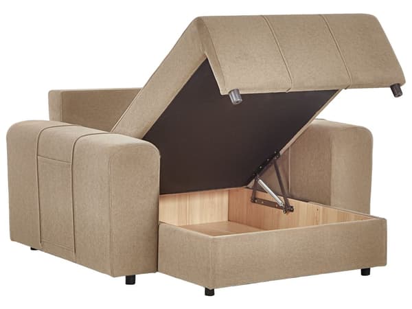 Chaiselong Brun Polyester Daybed med Ryglæn Gæsteseng Multifunktionel Chaise med Opbevaring Sofa Moderne til Stuen