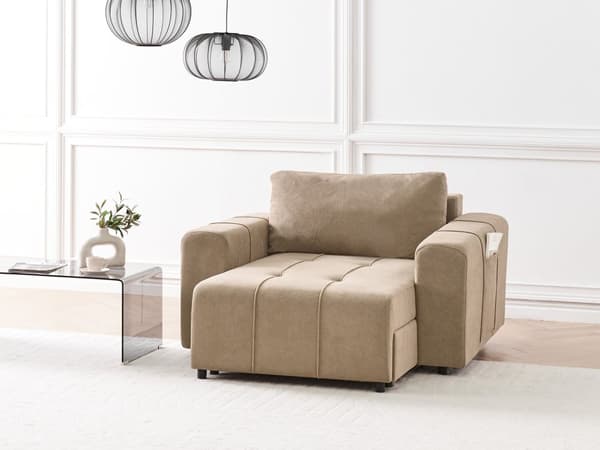 Chaiselong Brun Polyester Daybed med Ryglæn Gæsteseng Multifunktionel Chaise med Opbevaring Sofa Moderne til Stuen