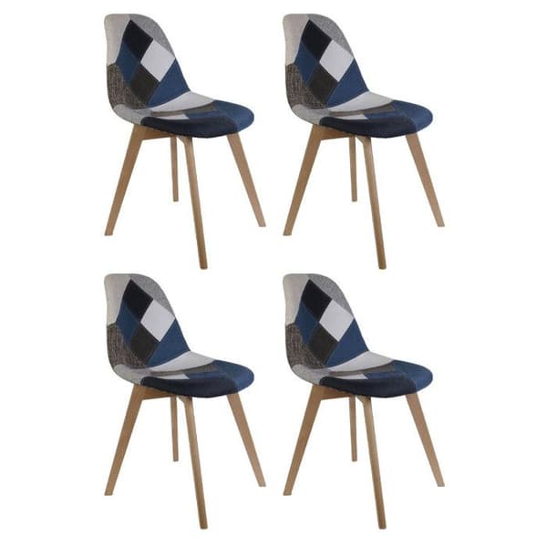 Paket med 4 Stolar Patchwork "Colmar" 85cm Blå - Paris Priser