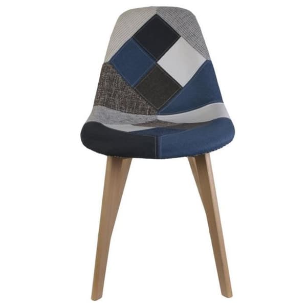 Set med 2 stolar i patchwork i blå-grå färg M2 A1-M2 - 55.5 x 41 x 85 cm