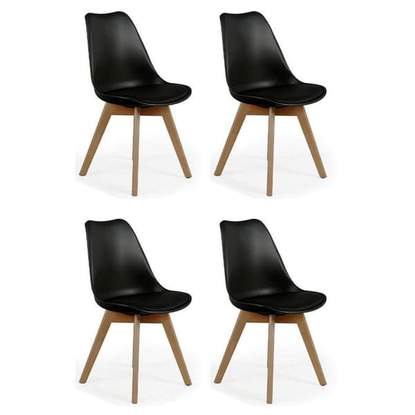 Ensemble de 4 chaises scandinaves "coquil" 81 cm noir - Paris Prix