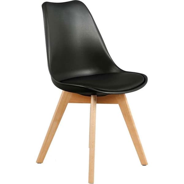 Skandinavisk stol - Svart - Set med 2 - Polstret sete - Massivt trä - Modern design