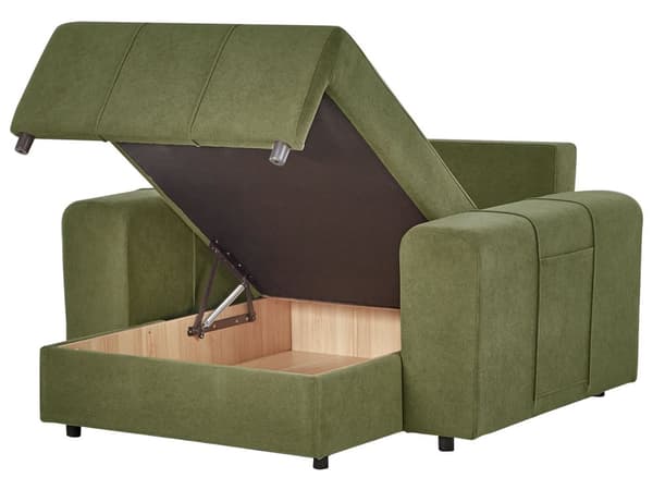 Chaiselong Grøn Polyester Daybed med Ryglæn Gæsteseng Multifunktionel Chaise med Opbevaring Sofa Moderne til Stuen