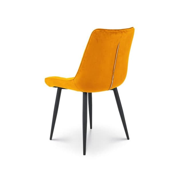 Modern Stol i Sammet Färg Senap med Metallben