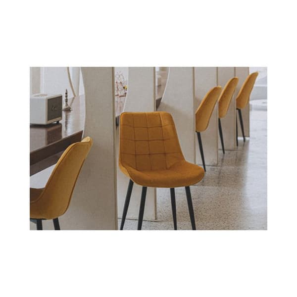 Modern Stol i Sammet Färg Senap med Metallben