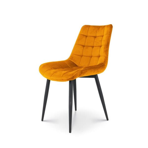 Modern Stol i Sammet Färg Senap med Metallben