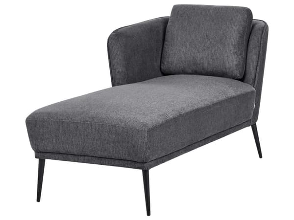 Højrevendt mørkegrå polyester chaiselong med hynde i retrostil i stuen opholdsrum dagligstue