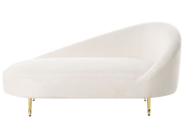 Chaiselong Off White Boucle Daybed med Ryglæn Gæsteseng Multifunktionel Chaise Højrevendt Sofa Moderne til Stuen