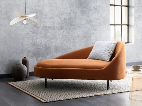 Chaiselong Orange Polyester Daybed med Ryglæn Gæsteseng Multifunktionel Chaise Højrevendt Sofa Moderne til Stuen