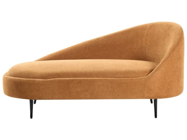 Chaiselong Orange Polyester Daybed med Ryglæn Gæsteseng Multifunktionel Chaise Højrevendt Sofa Moderne til Stuen