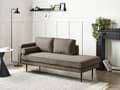 Miniatyrbillede 2 af 11: Sofa Chaiselong Brun Velour Sort Metalben Blød Hjørnesofa Daybed med Ryg Venstrevendt Tilbehør Pude Stue Inspiration Glamour Eklektisk