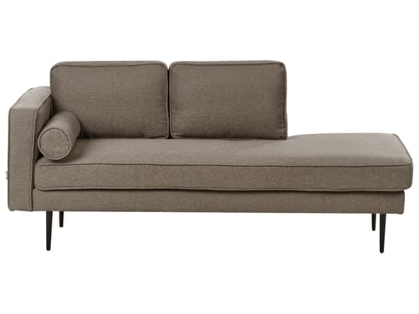 Sofa Chaiselong Brun Velour Sort Metalben Blød Hjørnesofa Daybed med Ryg Venstrevendt Tilbehør Pude Stue Inspiration Glamour Eklektisk