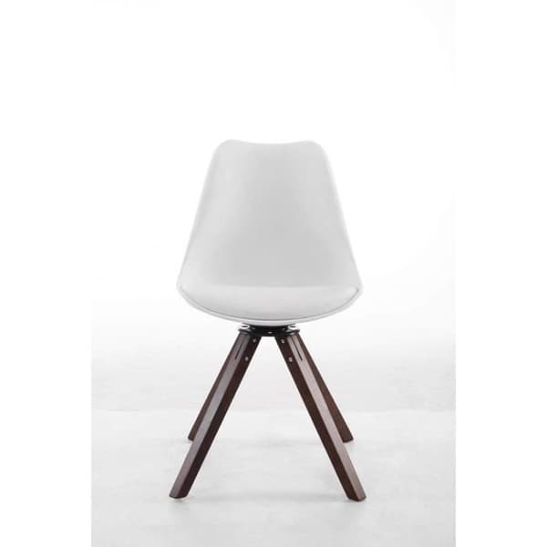 CLP Besöksfåtölj Design Retro Troyes i Syntetläder I Matbordsstol med Fyrkantiga Träben I Svängbar Säte Vit