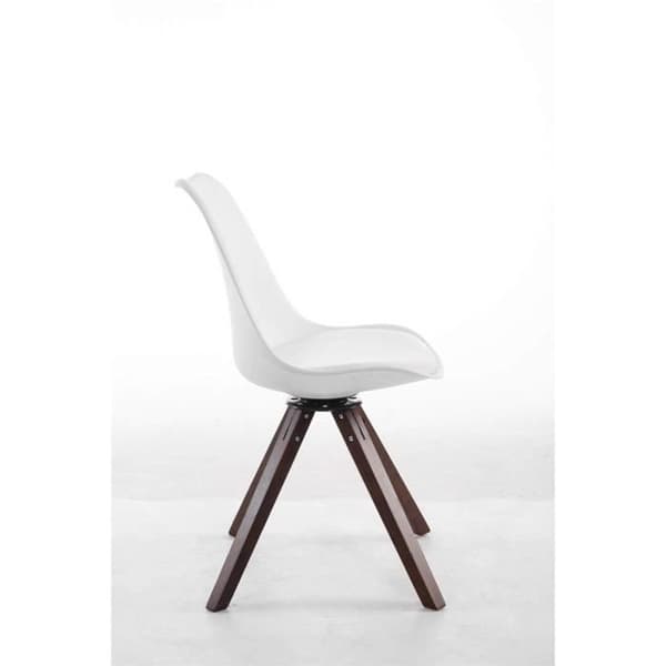 CLP Besöksfåtölj Design Retro Troyes i Syntetläder I Matbordsstol med Fyrkantiga Träben I Svängbar Säte Vit