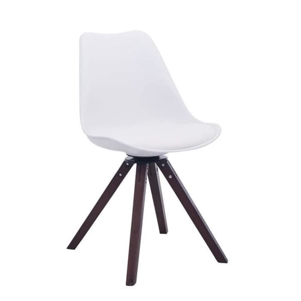 CLP Besöksfåtölj Design Retro Troyes i Syntetläder I Matbordsstol med Fyrkantiga Träben I Svängbar Säte Vit