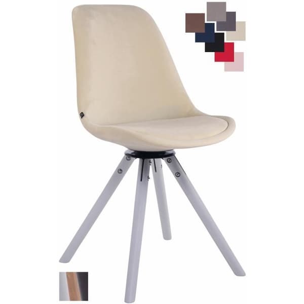 Matstol - CLP - TROYES - Beige Sammet - Vadderad - Svängbar