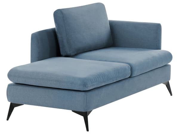 Chaiselong Blå Polyester Daybed med Ryglæn Gæsteseng Multifunktionel Chaise Højrevendt Sofa Moderne til Stuen