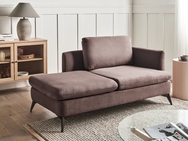 Chaiselong Brun Polyester Daybed med Ryglæn Gæsteseng Multifunktionel Chaise Højrevendt Sofa Moderne til Stuen