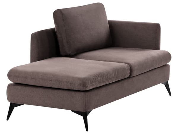 Chaiselong Brun Polyester Daybed med Ryglæn Gæsteseng Multifunktionel Chaise Højrevendt Sofa Moderne til Stuen