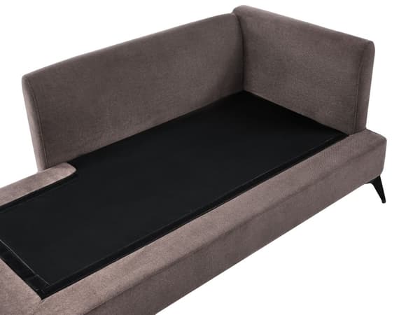 Chaiselong Brun Polyester Daybed med Ryglæn Gæsteseng Multifunktionel Chaise Højrevendt Sofa Moderne til Stuen