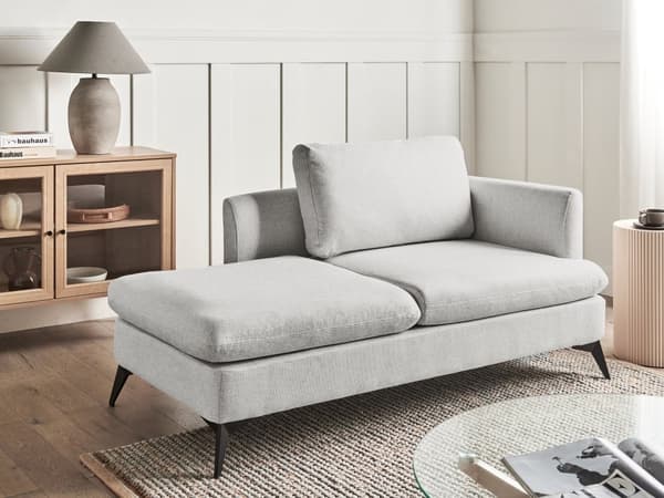 Chaiselong Lysegrå Polyester Daybed med Ryglæn Gæsteseng Multifunktionel Chaise Højrevendt Sofa Moderne til Stuen