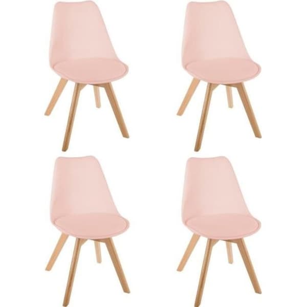 Skandinaviska Stolar Baya - PARIS PRIX - Set med 4 - Puderskugga - Trä - Modern - Matsal