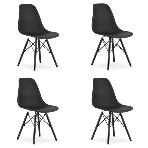 Stol - OSKAR - OSAKA - Svart - Polypropylen - Set om 4