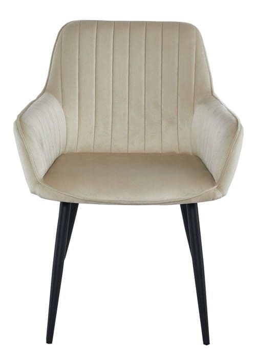 Stol - OSKAR - SOLDEN - Velour beige - Svarta metallben - Set om 2