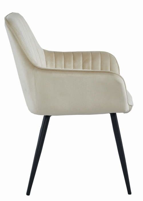 Stol - OSKAR - SOLDEN - Velour beige - Svarta metallben - Set om 2
