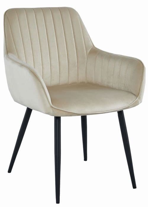 Stol - OSKAR - SOLDEN - Velour beige - Svarta metallben - Set om 2