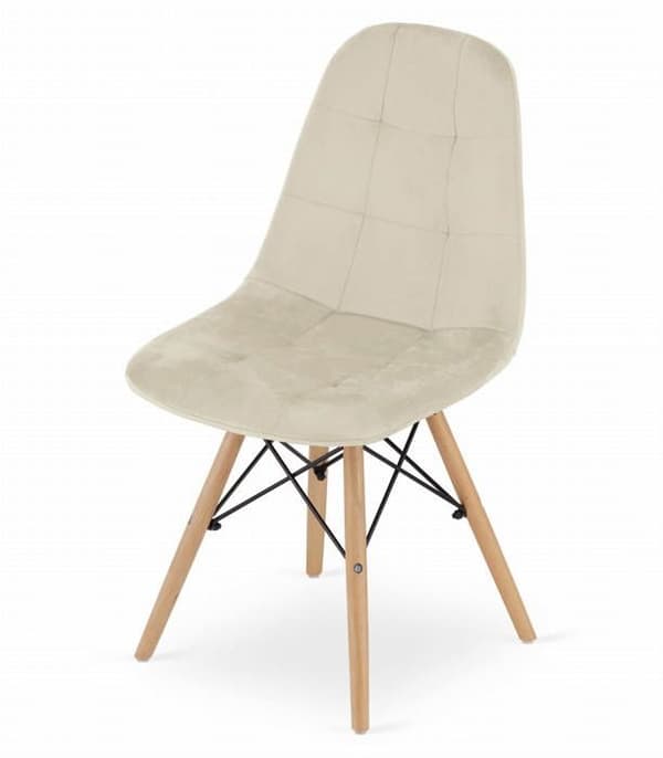 Stol - OSKAR - DUMO - Beige sammet - Set om 4 - Tidlös klassisk stil