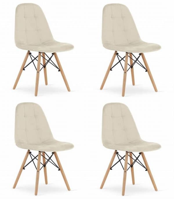 Stol - OSKAR - DUMO - Beige sammet - Set om 4 - Tidlös klassisk stil