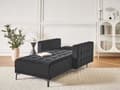 Miniatyrbillede 4 af 9: Chaiselong Sort Velour Daybed med Ryglæn Gæsteseng Multifunktionel Chaise med Splitback Sofa Moderne til Stuen med Sovefunktion