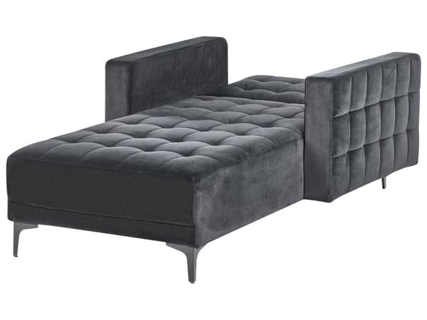 Chaiselong Sort Velour Daybed med Ryglæn Gæsteseng Multifunktionel Chaise med Splitback Sofa Moderne til Stuen med Sovefunktion