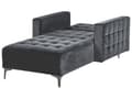 Miniatyrbillede 5 af 9: Chaiselong Sort Velour Daybed med Ryglæn Gæsteseng Multifunktionel Chaise med Splitback Sofa Moderne til Stuen med Sovefunktion