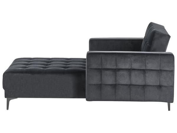 Chaiselong Sort Velour Daybed med Ryglæn Gæsteseng Multifunktionel Chaise med Splitback Sofa Moderne til Stuen med Sovefunktion