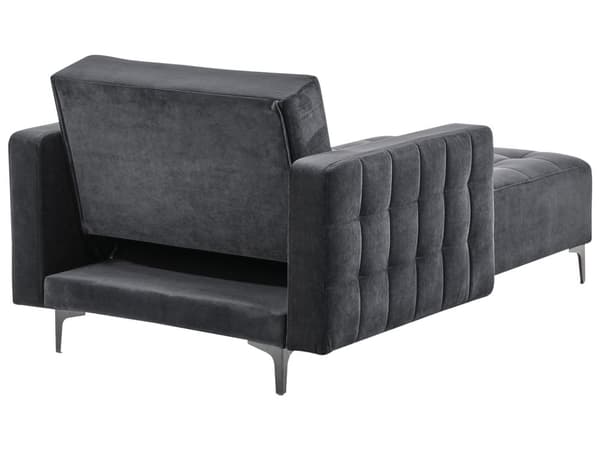 Chaiselong Sort Velour Daybed med Ryglæn Gæsteseng Multifunktionel Chaise med Splitback Sofa Moderne til Stuen med Sovefunktion
